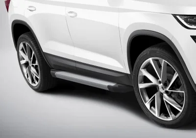 Порог-площадка "Silver" F180AL + комплект крепежа, RIVAL, Skoda Kodiaq 2017-
