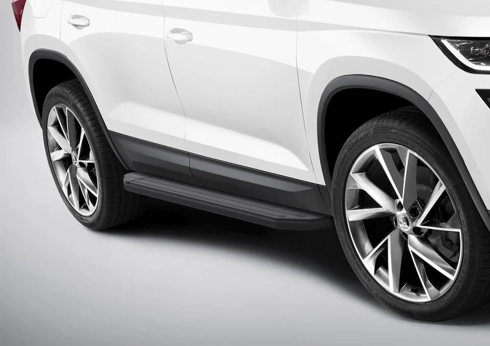 Порог-площадка "Premium-Black" A180ALB + комплект крепежа, RIVAL, Skoda Kodiaq 2017-