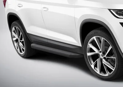 Порог-площадка "Premium-Black" A180ALB + комплект крепежа, RIVAL, Skoda Kodiaq 2017-