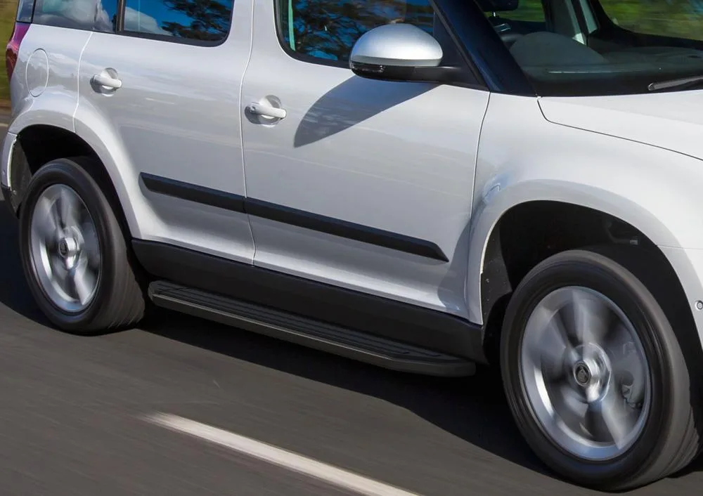 Порог-площадка "Premium-Black" A173ALB + комплект крепежа, RIVAL, Skoda Yeti 2009-2014-