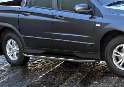 Порог-площадка "Premium" A193ALP + комплект крепежа, RIVAL, Ssang Yong Actyon Sport 2012-2016