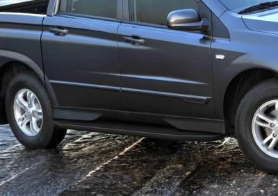 Порог-площадка "Premium-Black" A193ALB + комплект крепежа, RIVAL, Ssang Yong Actyon Sport 2012-2016