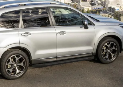 Порог-площадка "Black" F173ALB + комплект крепежа, RIVAL, Subaru Forester 2013-2015-