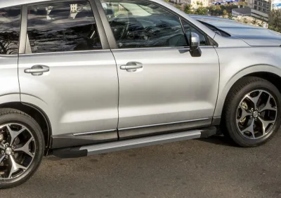 Порог-площадка "Silver" F173AL + комплект крепежа, RIVAL, Subaru Forester 2013-2015-