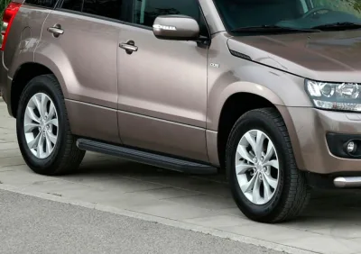 Порог-площадка "Premium-Black" A173ALB + комплект крепежа, RIVAL, Suzuki Grand Vitara 2005-2008-2012