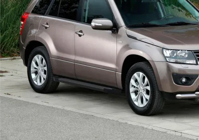 Порог-площадка "Silver" F173ALB + комплект крепежа, RIVAL, Suzuki Grand Vitara 2005-2008-2012-2016