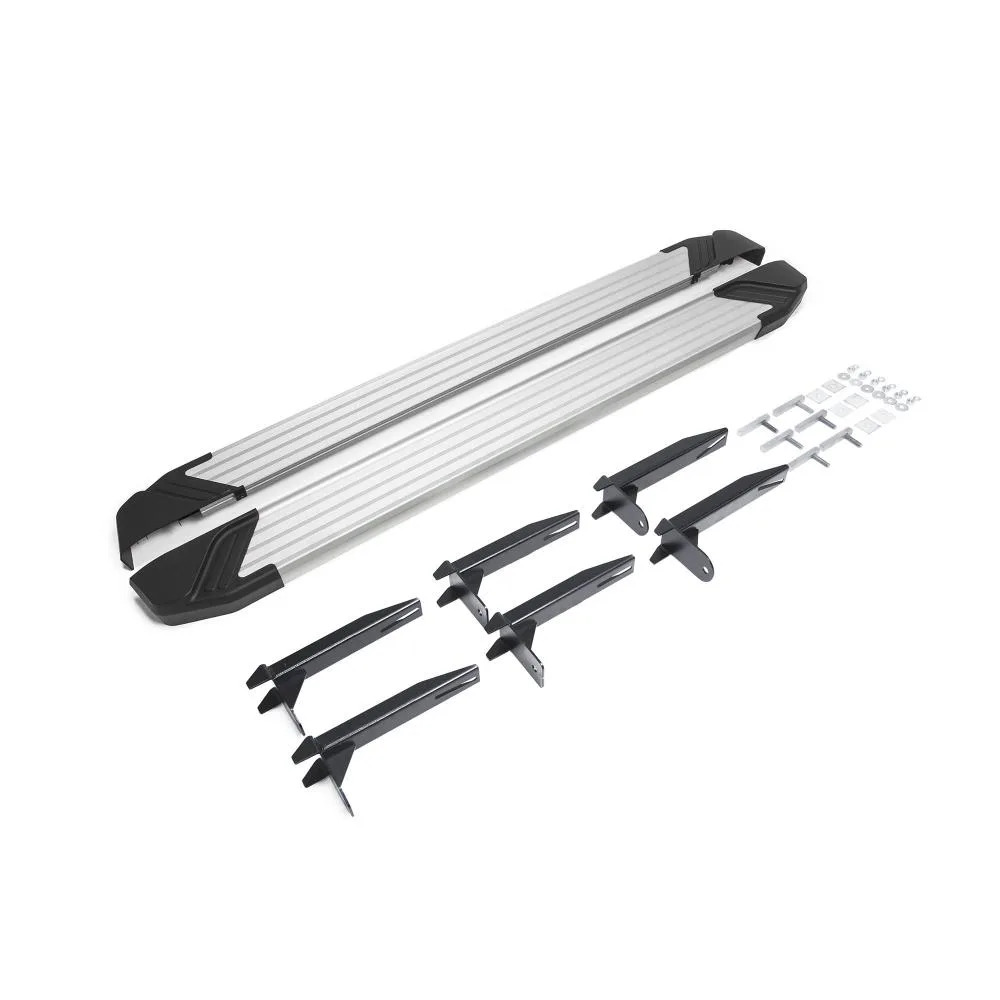 Порог-площадка "Silver" F193AL + комплект крепежа, RIVAL, Volkswagen Amarok 2010-2016