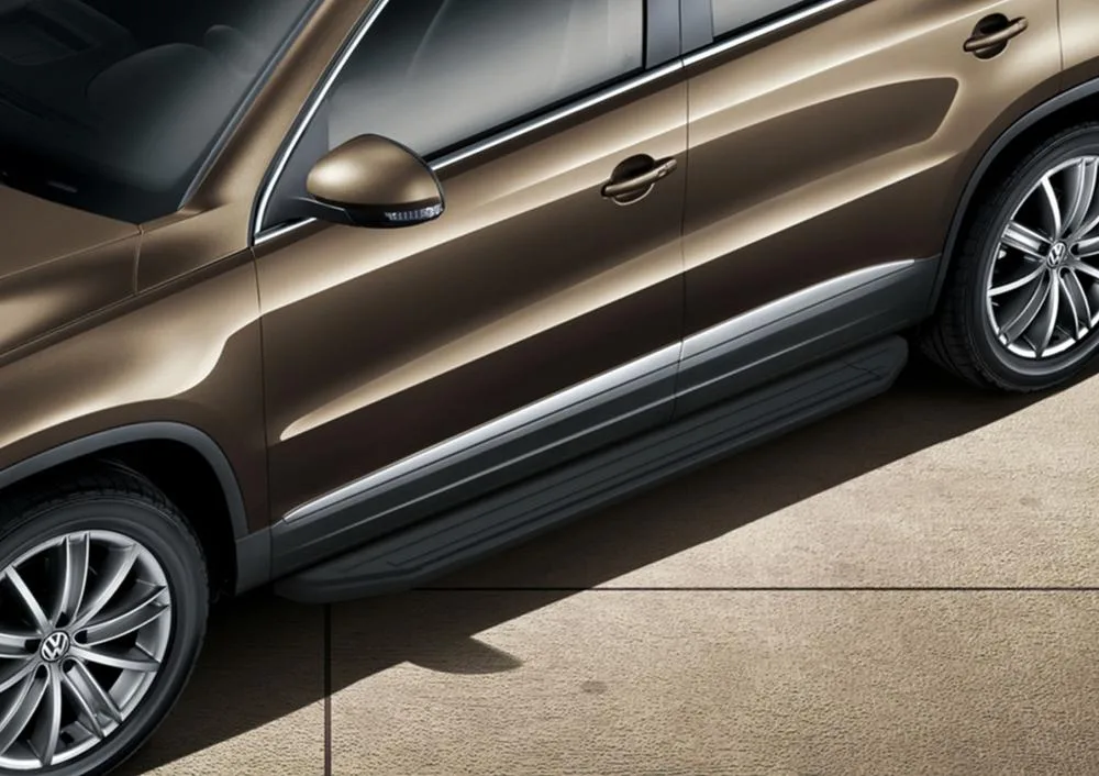 Порог-площадка "Premium-Black" A173ALB + комплект крепежа, RIVAL, Volkswagen Tiguan 2007-2011-2017