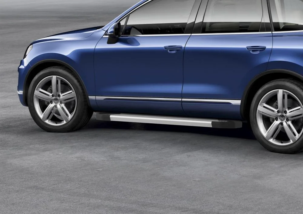 Порог-площадка "Silver" F193AL + комплект крепежа, RIVAL, Volkswagen Touareg R-Line 2015-2018