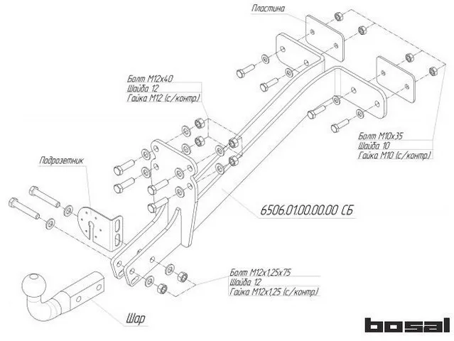 ТСУ 6506-A  UAZ Hunter SUV (1999-) (б/электрики) Bosal