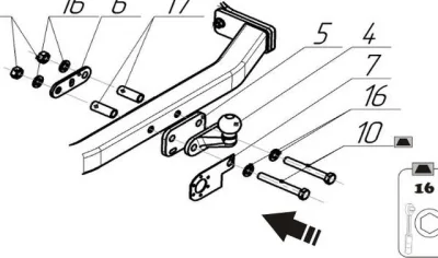 ТСУ 3088-F  Toyota Highlander (XU50) SUV (2013-2020) (б/электрики) Bosal