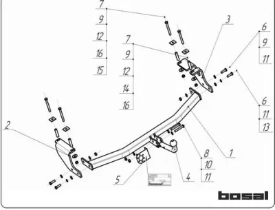 ТСУ 3985-A  Ford Ecosport SUV (2014-) (б/электрики) (2014) Bosal