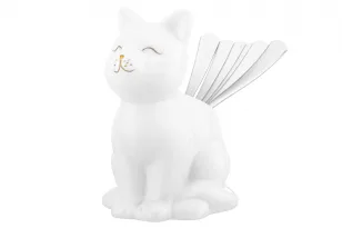 Салфетница "Кошка" 10*8,5*12,5 см, белая с золотом, фарфор 380147