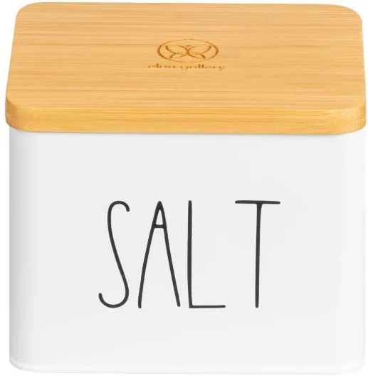 Емкость д/хранения "SALT" 1,5 л, с деревянной крышкой, белая 240313