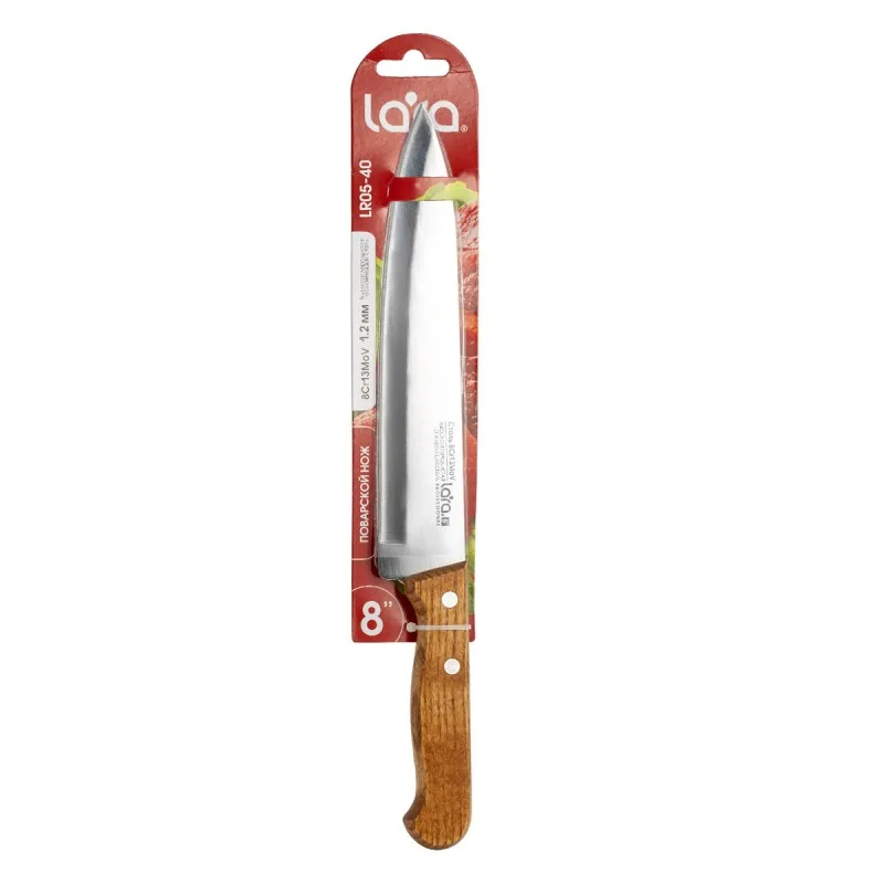 Нож для овощей LARA 15.2см/6"", деревянная буковая ручка, сталь 8CR13Mov 1 мм, (блистер) LR05-39