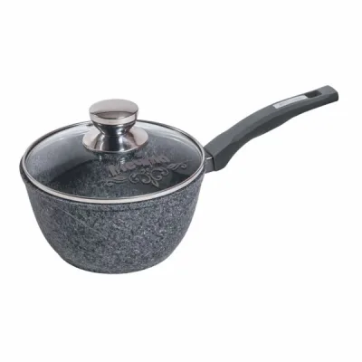 Ковш 1.7л АП с несъемной ручкой и стеклянной крышкой АП "Premium" (grey) арт. 82901