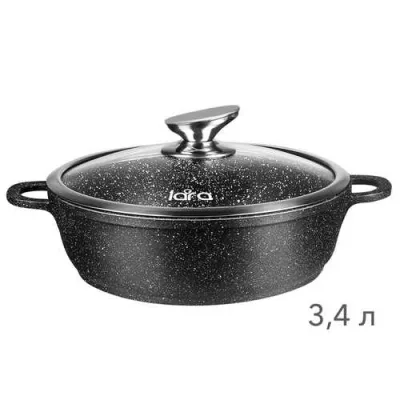 Сотейник LARA серия Rio 28см, 3.4л, мрамор, капсулированное индукционное дно, крышка LR02-212
