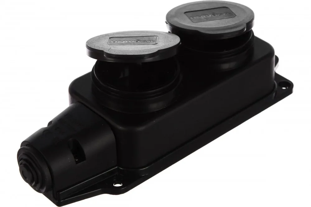 Колодка каучук 2 роз 16А IP44 250В UNIVersal 1027