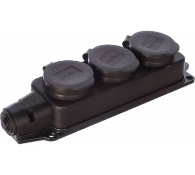 Колодка каучук 3 роз 16А IP44 250В UNIVersal 602230