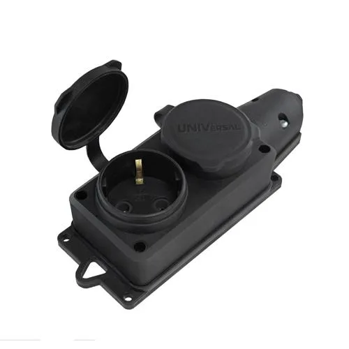 Колодка каучук 2 роз с/з 16А IP44 250В UNIVersal Компакт 1788