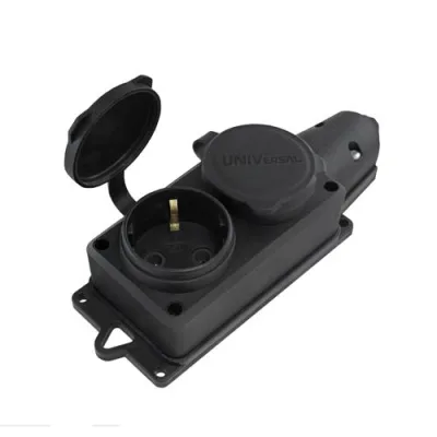Колодка каучук 2 роз с/з 16А IP44 250В UNIVersal Компакт 1788