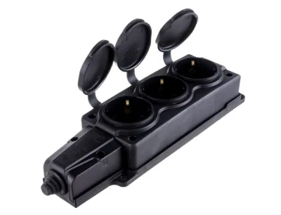 Колодка каучук 3гн с крышкой 16A 220-240V IP44 NE-AD 4103