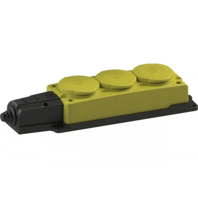 Колодка каучук 3гн с крышкой 16A 220-240V IP54 NE-AD желтый 4153