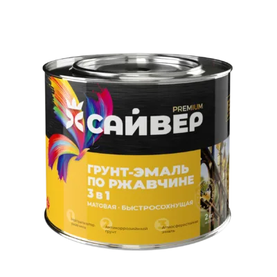 Грунт-эмаль по ржавчине ХВ 3в1 черная САЙВЕР 1,8кг