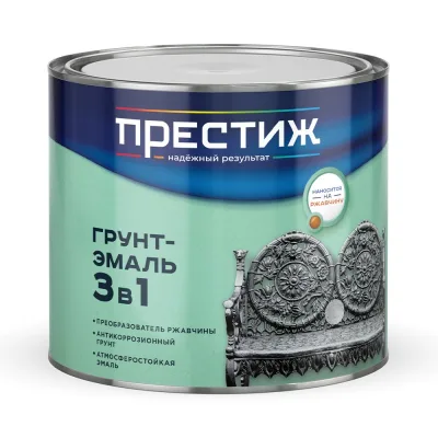 Грунт-эмаль по ржавчине 3в1 желтая 1,9 кг ПРЕСТИЖ