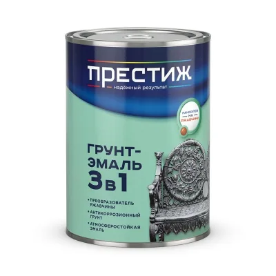 Грунт-эмаль по ржавчине 3в1 зеленая 0,9 кг ПРЕСТИЖ