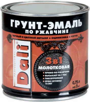 Грунт-эмаль по ржавчине 3в1 молотковая зеленая Dali 0,75л