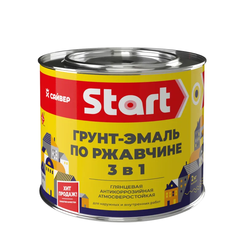 Грунт-эмаль по ржавчине ХВ 3в1 графит RAL7024 1,8кг СТАРТ