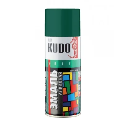 Эмаль KUDO аэрозольная универсальная ТЕМ.-ЗЕЛЕНАЯ 520 мл RAL 6016 KU-1007