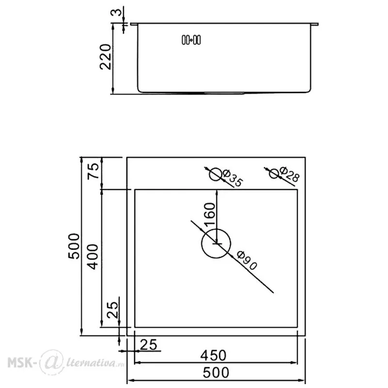 Мойка кухонная Gerhans K35050 500*500
