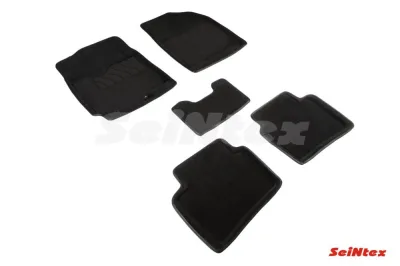 Ковры салонные текстильные 3D Huyndai Solaris II (2017-2022)/Kia KX1 (2018-)/Kia RIO IV (2017-2022)/RIO IV Xline (2017-2022) черный Синтекс