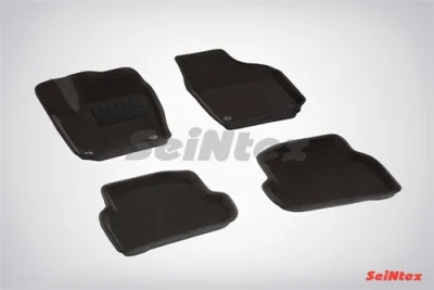 Ковры салонные текстильные 3D VW Polo (2010-) черный Синтекс
