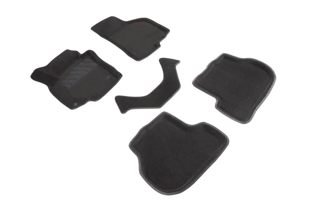 Ковры салонные текстильные 3D Skoda Octavia A5 (2008-2013)/V.Golf 5/6/Jetta (2003-2012)/Seat Leon 2 (2005-2012) черный Синтекс