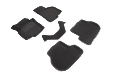 Ковры салонные текстильные 3D Skoda Octavia A5 (2008-2013)/V.Golf 5/6/Jetta (2003-2012)/Seat Leon 2 (2005-2012) черный Синтекс