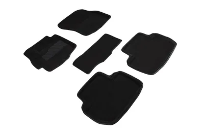 Ковры салонные текстильные 3D Mitsubishi Outlander II XL (2006-2012)/Citroen C-Crosser (2007-2013)/Peugeot 4007 (2006-2012) черный Синтекс