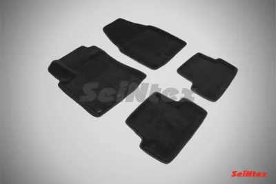 Ковры салонные текстильные 3D Nissan Qashqai (2007) черный Синтекс