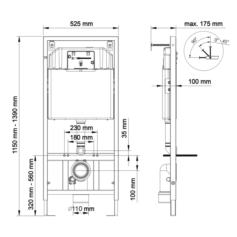 Инсталляция BERGES для скрытого монтажа унитаза NOVUM 525 без кнопки 040000
