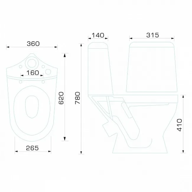 Унитаз-компакт "W 101" GESSO кос.выпуск, ниж. подвод,1 уров. арматура, сид. полипропилен