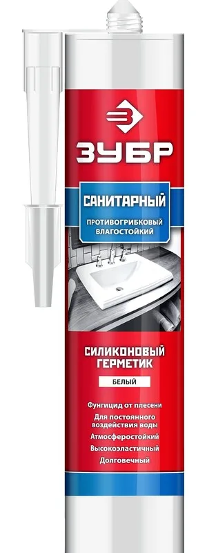 Герметик силиконовый Белый Санитарный 280мл ЗУБР 41235-0
