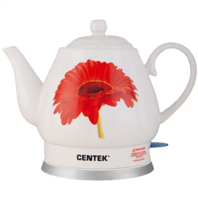 Чайник Centek CT-0062 2.0л, 2000W, супербелая керамика, рельефный корпус (RED GERBER)