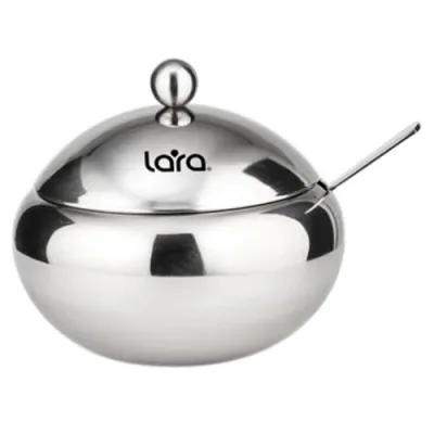 Сахарница LARA с ложкой 460мл, сталь, крышка из полированной стали LR08-35 SS