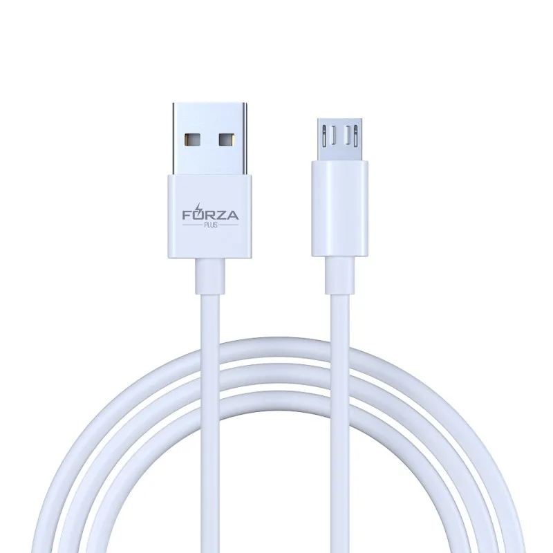 Кабель для зарядки Быстрая Эталон microUSB, 1м, 3А, QC, PD 20W, TPE, белый, кейс FORZA 443-042