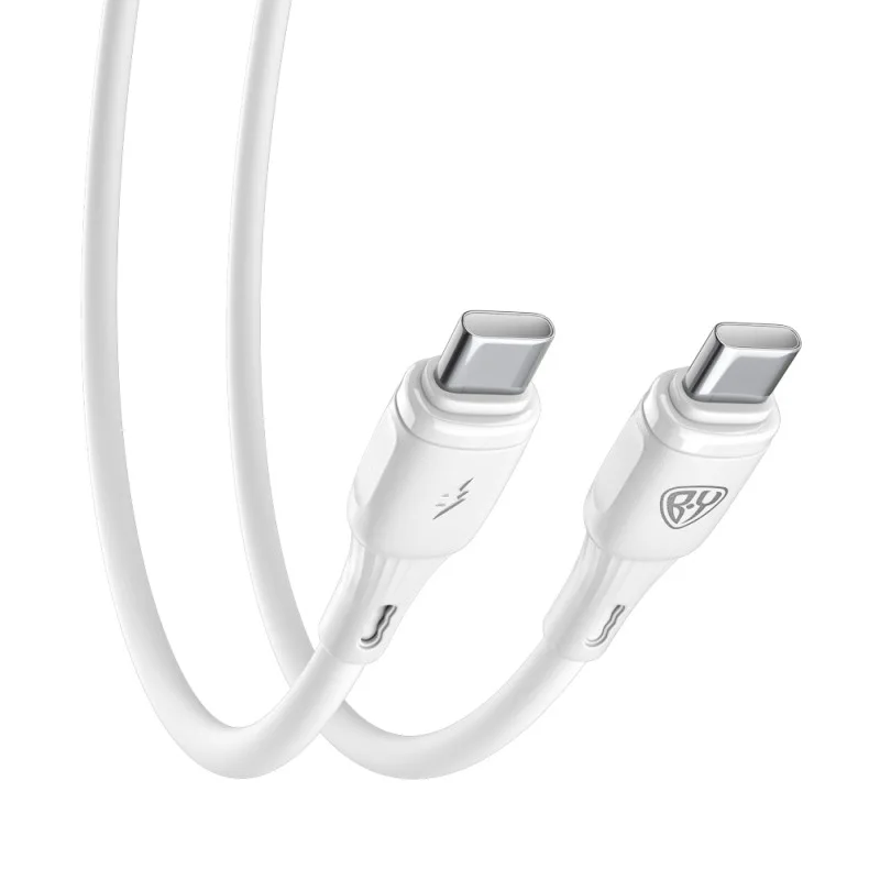 Кабель для зарядки BY Twist Type-C-Type-C, 60W, 1 м, 5A, гибкий силикон, белый 931-631