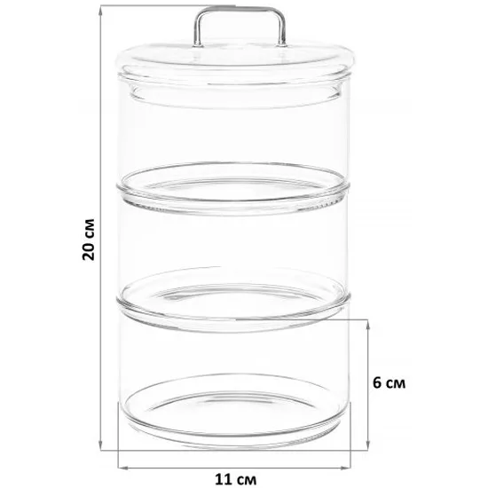 Банка для хранения 3-х секционная "Crystal glass"400 мл 360112