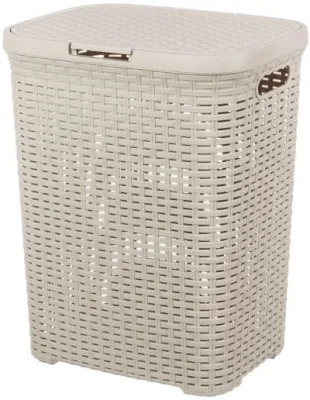 Корзина для белья 40 л 38*30*48 см с крышкой "Ротанг" латте 811203