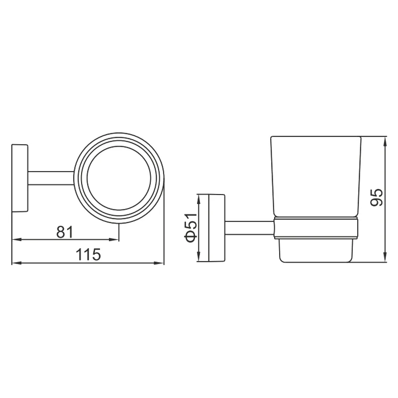 Стакан одинарный настенный (стекло) LEDEME L71906
